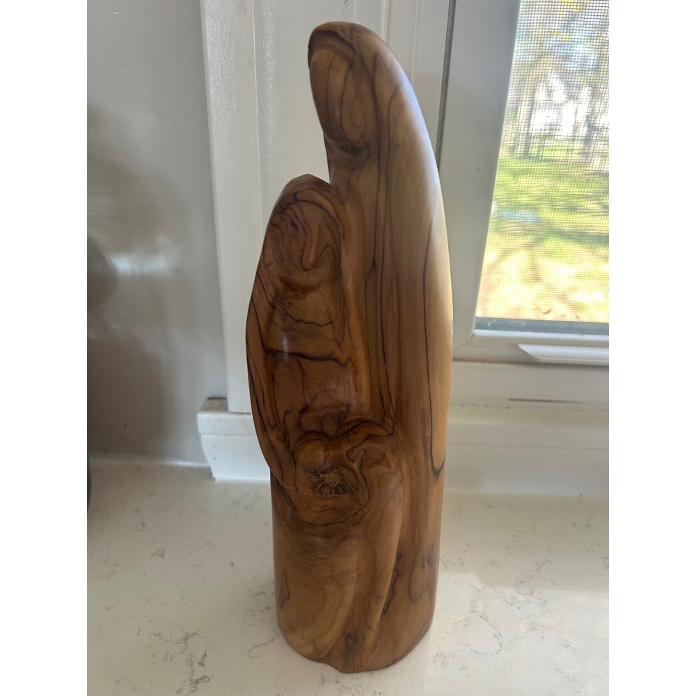 Hand Carved Olive Wood Holy Family Nativity Sculpture‎ Faceless Abstract Statue